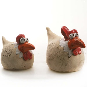Hand Made Ceramic Cockril Statue in Natural Finish Cute Gift or a Home Decor