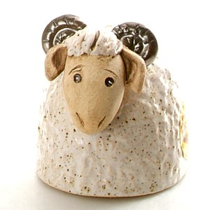 White Ram Cute Adorable Ceramic Sheep Figurine