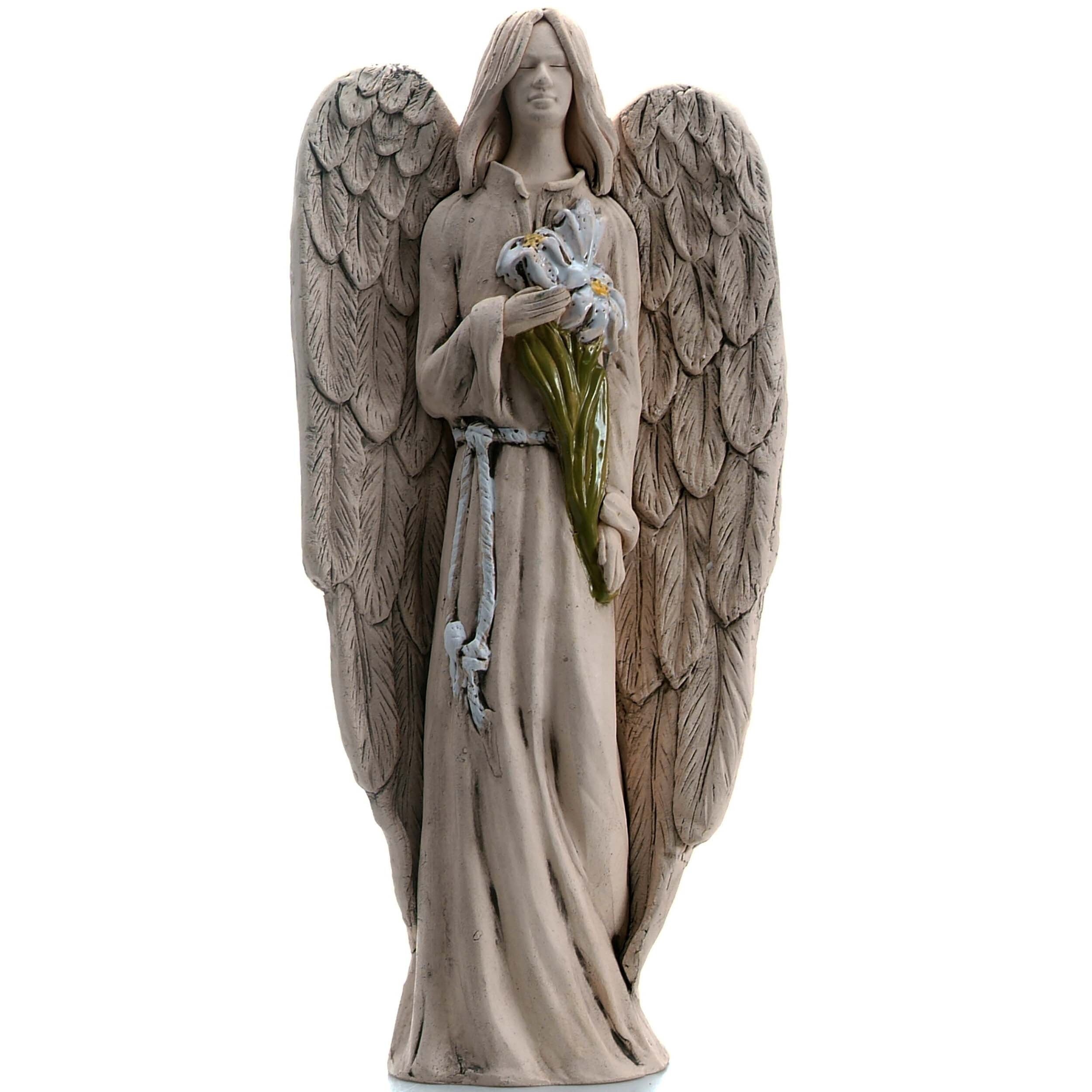 Handcrafted Ceramic Archangel Gabriel With Lily - Heavenly