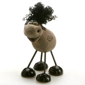 Quirky Black Sheep with Wire Legs Cute and Quirky Ceramic Gift Funky Sheep