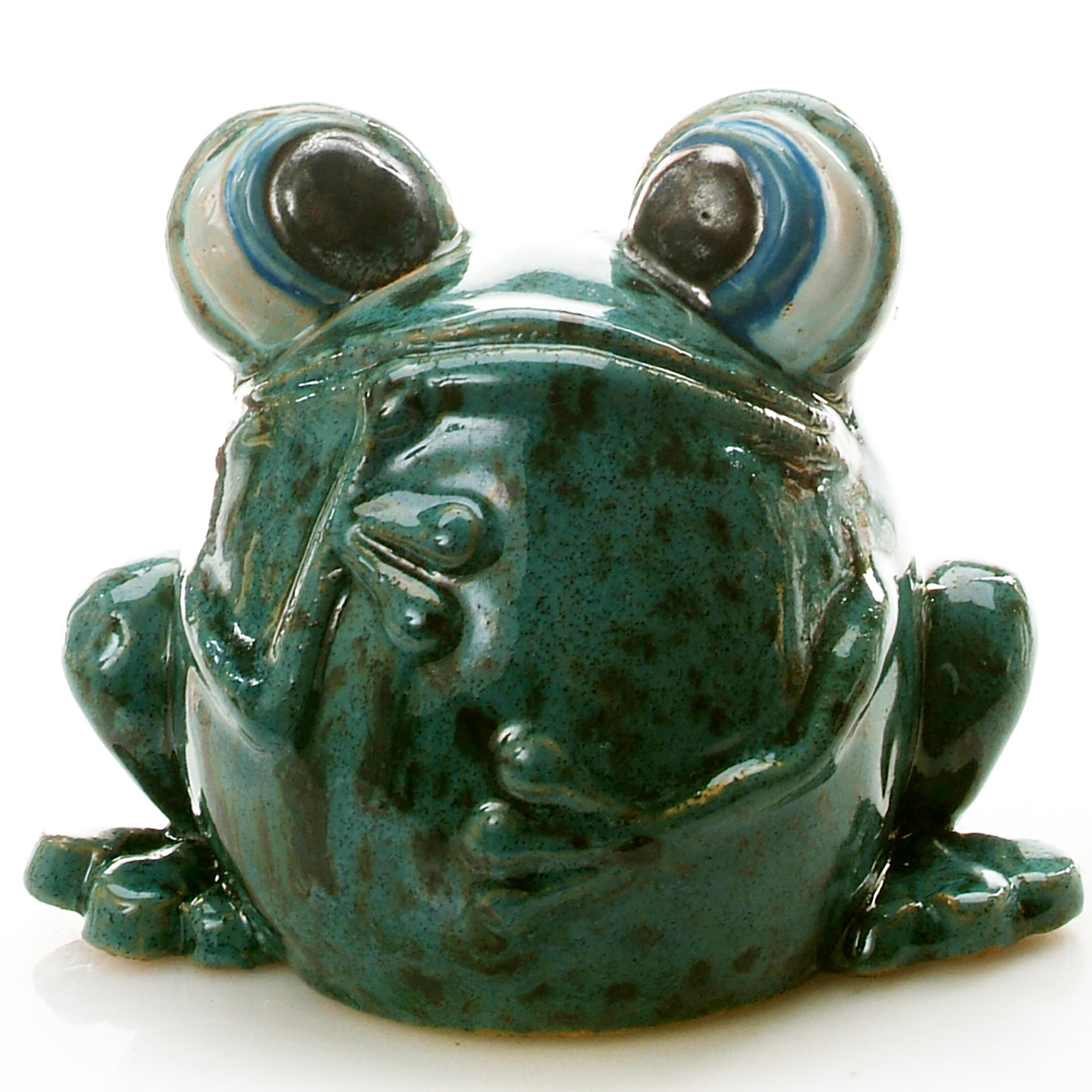 Googly Eyed Cool and Quirky Emerald Green Frog Ceramic Loving - Etsy UK