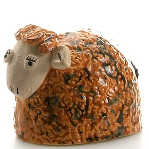 Adorable Ginger Sheep Hand Made Cute Ceramic Ornament for a Home Décor