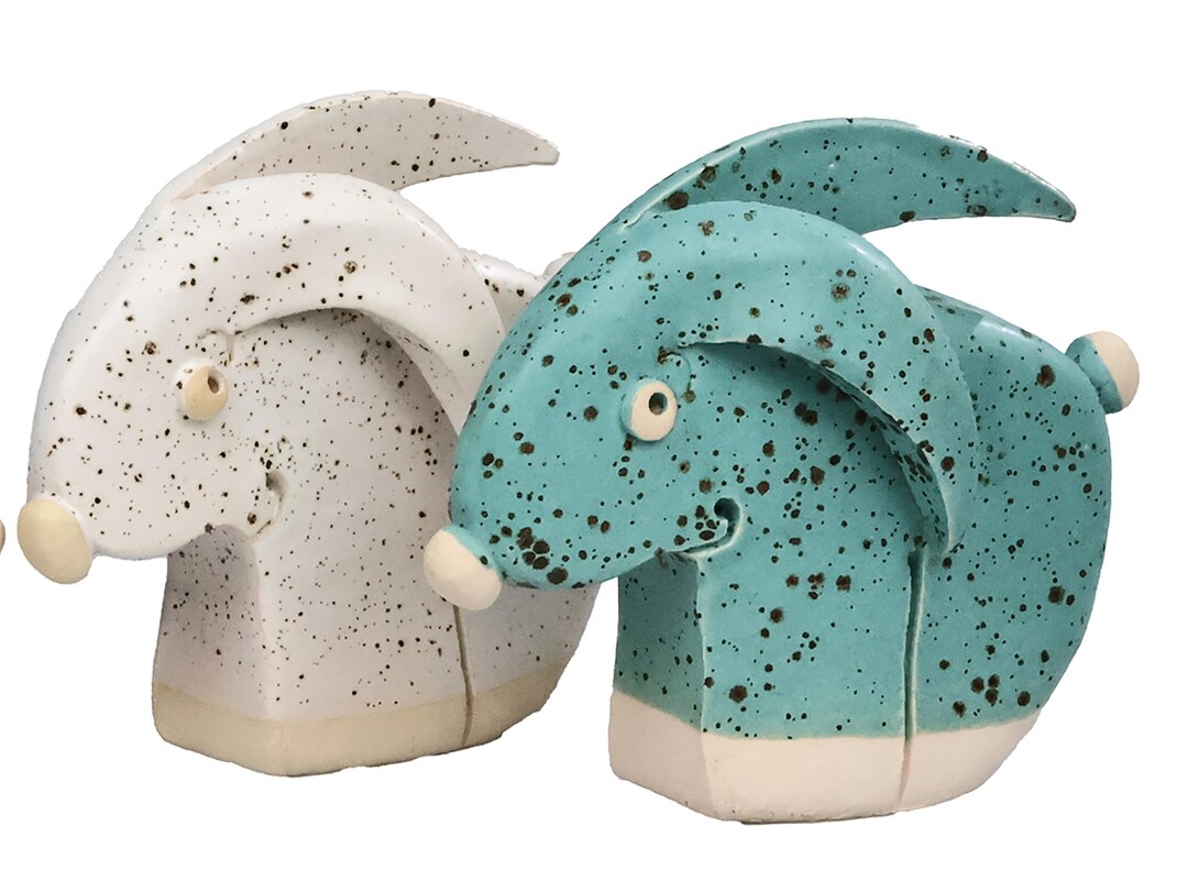 Wild Rabbit Quirky Hand Made Ceramic Figurine in Modern Matt Colurs ...