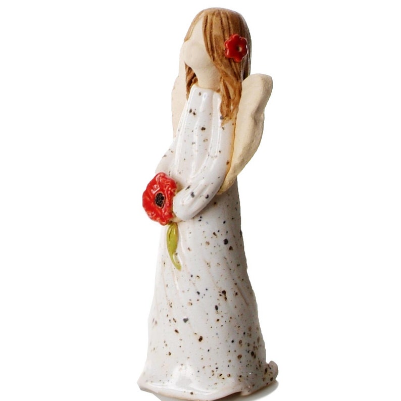 Hand Made Ceramic Ornament Guardian Angel Guardian of Remembrance Gift Boxed Sentiment Card Red Poppy Quirky /& Thoughtful Gift