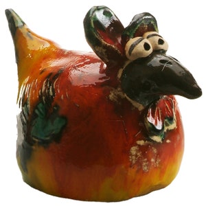 Stylized Pair of Chickens Farmhouse Home Decor in Multicolored Rainbow Large