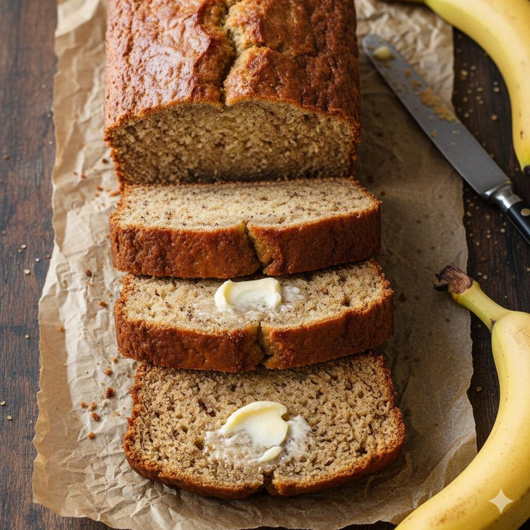 Rustic Banana Bread Recipe Printable PDF for Homemade Baking Etsy