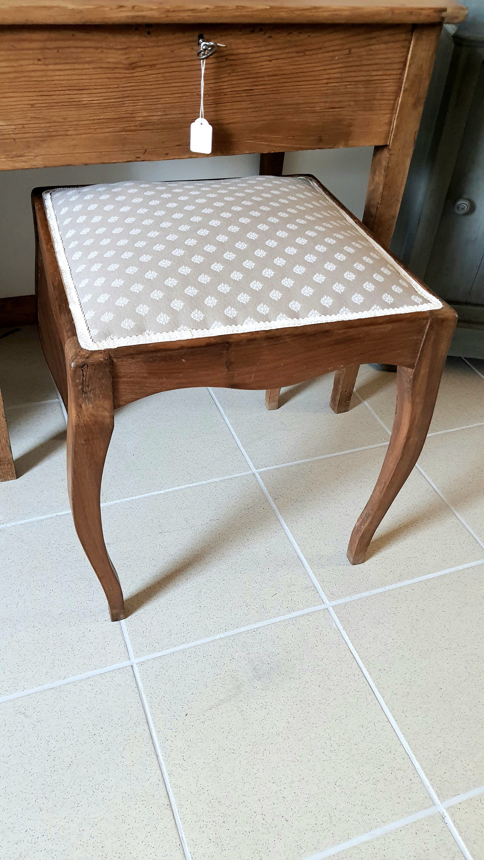 Meuble Bois Repose Pieds Tabouret Tissu