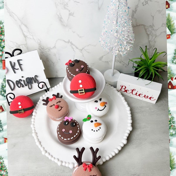 Faux Christmas Macaroons, Fake Christmas Macaroons, Fake Reindeer Macaroons, Christmas Tiered Tray