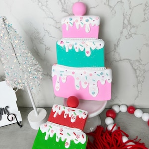 3 tiered cookie fake cake, Christmas fake cake, Christmas tiered tray, Christmas Photo Props