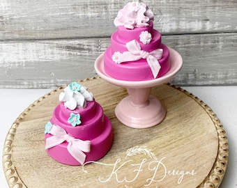 Fake mini cakes, pink cake for decor, fake cake with flowers, 1 per order
