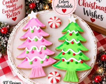 Large Fake Christmas Tree Cookie, Pink or Green Faux Cookie Decor, Christmas Bakery Decor