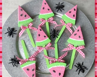 Fake watermelon cake pops, watermelon decor, summer decor, fake watermelon