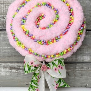 Fake lollipop, Faux candy attachment, yarn lollipop, fake lollipop with sprinkles