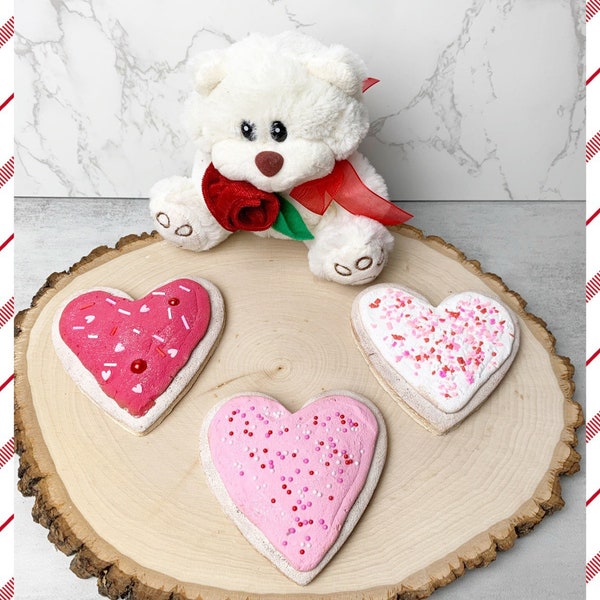 Valentines fake heart shaped cookies, fake cookies, Valentines decor