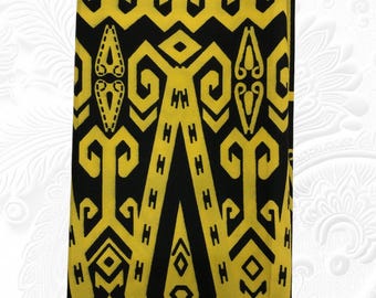 Borneo sarong fabric with native Iban Dayak motif design, Summer Beach wear wrap