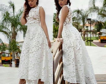 white lace african dress