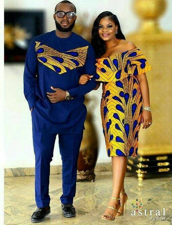 African Outfit for Couple/ankara Suit for Men /african Prom Dress for Couple  /african Wedding Suit for Couple 