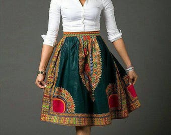 Dashiki skirt, african women's skirt, Angelina style, gathers skirt,