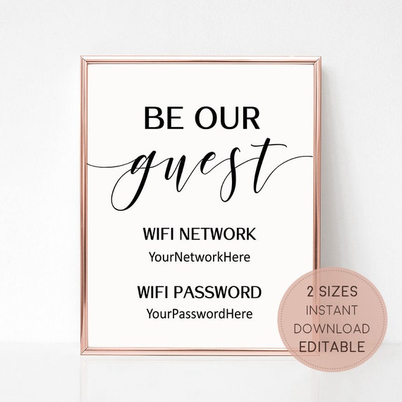 Wifi Password Sign Wifi Password Printable Sign Pdf Instant Download Be Our Guest Wifi Sign Guest Room Sign Internet Sign Frames Home Living