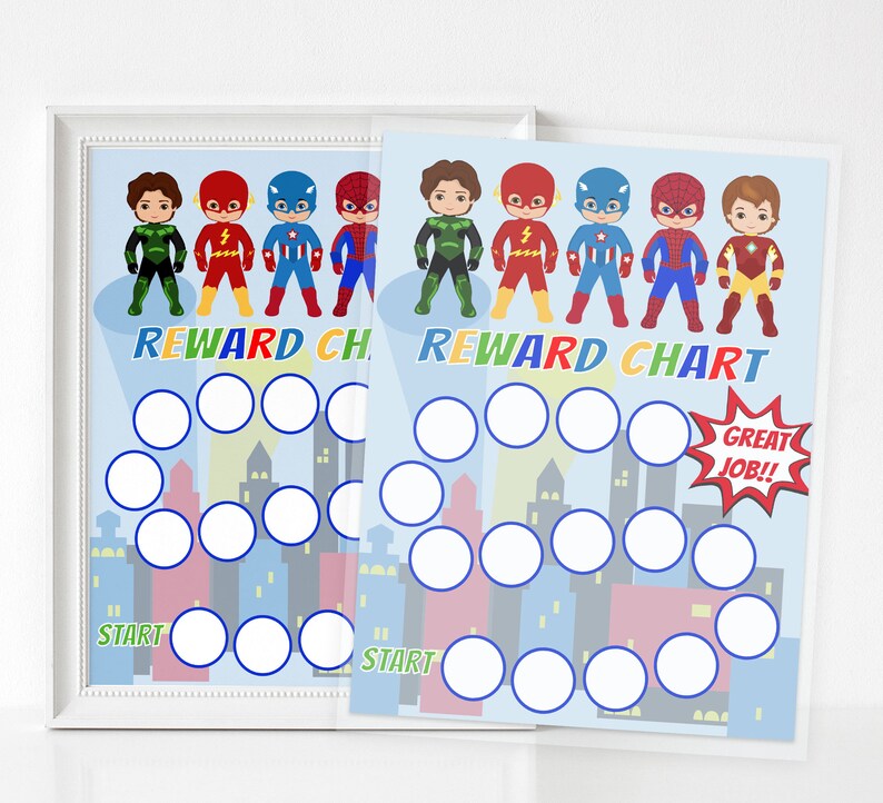 Toddler Reward Chart Superhero Sticker Chart Printable Potty Etsy