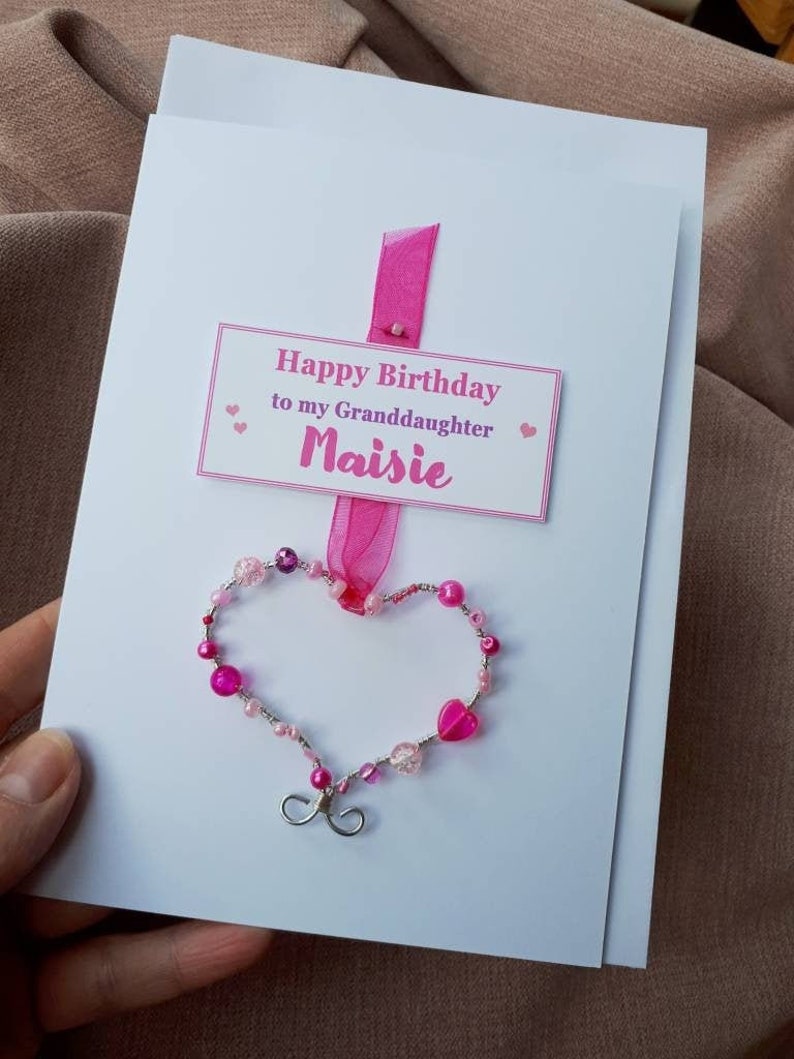 Happy Birthday Granddaughter card, add your Granddaughters name and age - luxury greetings card with a keepsake heart ornament, personalised bild 2