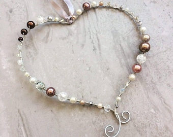Heart wreath for your door or a wall in your home - antique Vintage style beaded heart to hang in your home - home decor - Boho chic decor