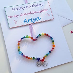 Happy Birthday Granddaughter card, add your Granddaughters name and age - luxury greetings card with a keepsake heart ornament, personalised bild 3