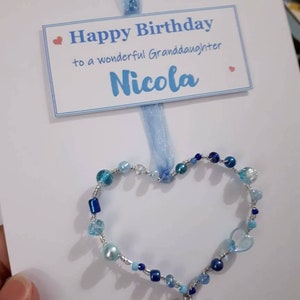 Happy Birthday Granddaughter card, add your Granddaughters name and age - luxury greetings card with a keepsake heart ornament, personalised bild 8