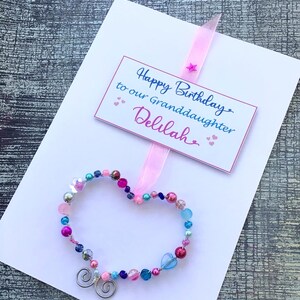 Happy Birthday Granddaughter card, add your Granddaughters name and age - luxury greetings card with a keepsake heart ornament, personalised bild 1