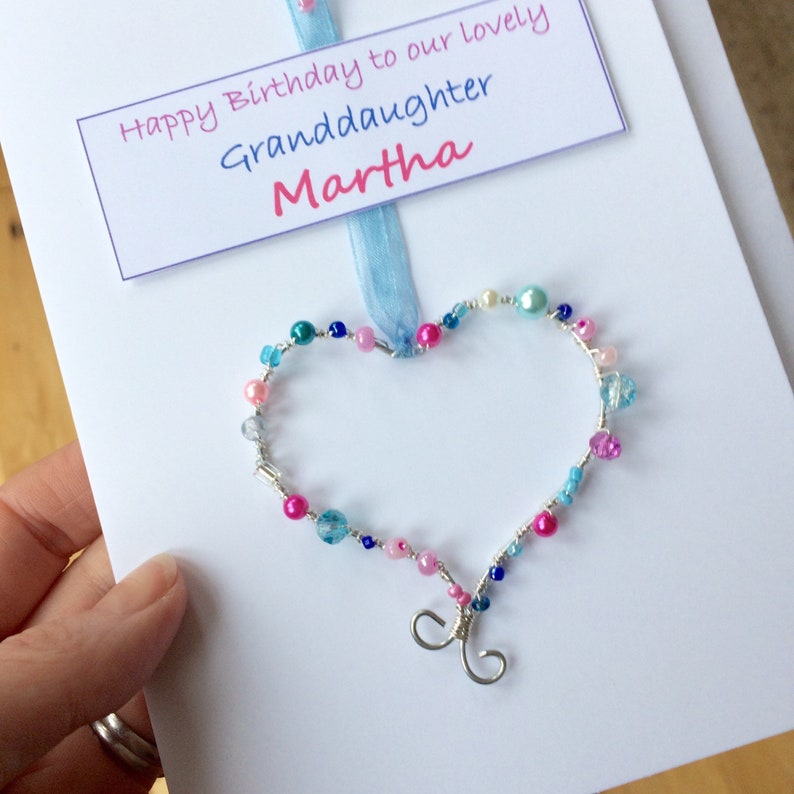 Happy Birthday Granddaughter card, add your Granddaughters name and age - luxury greetings card with a keepsake heart ornament, personalised bild 6