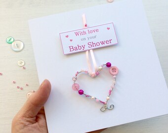 Personalised new born baby card - personalised Mummy to be - New parents to be - Daddy to be - a greeting card with a pretty keepsake heart