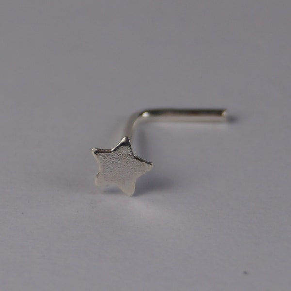 Star Nose Stud. Sterling Silver Star Nose Stud, 3mm Star, 22 Gauge (0.6mm), Boxed Silver Star Nose Stud, Thin Nose Stud.
