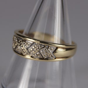 9ct Gold Diamond Ring, Pre-Owned 9ct Yellow and White Gold Ring with 3 Diamonds, Size K1/2, Size 50,5, Size 5,5, Real Diamond 3 Stone Ring,