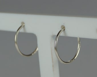 Small Silver Hoop Earrings, 13mm Hinged Sleeper Hoop Earrings, Sterling Silver Earrings.