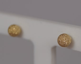 4mm 9ct Gold Stud Earrings, Glitter Effect 9ct Gold Ball Stud Earrings, Gold Stud Earrings.