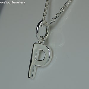 Initial P Sterling Silber Anhänger Halskette, Silber Initial P, Silber Buchstabe P, Anfangsbuchstabe P Anhänger.