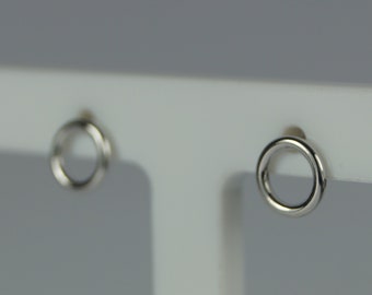 Sterling Silver Open Circle Stud Earrings, Minimalist Jewelry