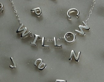Tiny Sterling Silver Initial Pendant, Personalized Letter Necklace