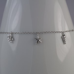 Einstellbare Sterling Silber Fußkette, Strand Themed Fußkette, Silber Muschel Fußkette, Sterling Silber Fußkette, Sommer Schmuck.
