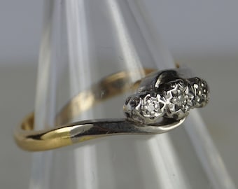 18ct Gold Diamond Ring. Pre-Owned Diamond Trilogy 18ct and Platinum Gold Diamond Ring. Approx Size UK K 1/2, US 5.5, EU 50 1/4.