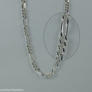 Sterling Silver Figaro Chain Necklace, 16,18,20 Inch (41, 46, 51cm), 1.5mm Wide, Light Figaro Chain Necklace.