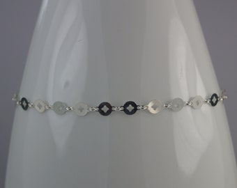 Tobillera ajustable de plata de ley, joyería de verano.