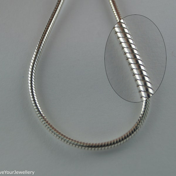 Collier en argent, collier chaîne serpent en argent sterling, 46, 51, 61 cm (18,20,24 po.), collier chaîne serpent 925, dentelle argentée au cou,