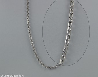 Silver Necklace, Sterling Silver Trace Chain Necklace, 14,16,18 Inch (36, 41, 46cm) Silver Chain Neck lace, Ladies 925 Trace Chain