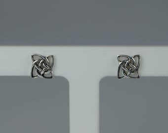Sterling Silver Celtic Knot Stud Earrings, Square Design