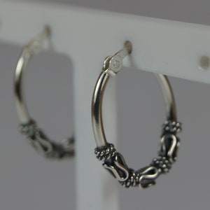 20mm Sterling Silver Celtic Hoop Earrings, Tribal Design