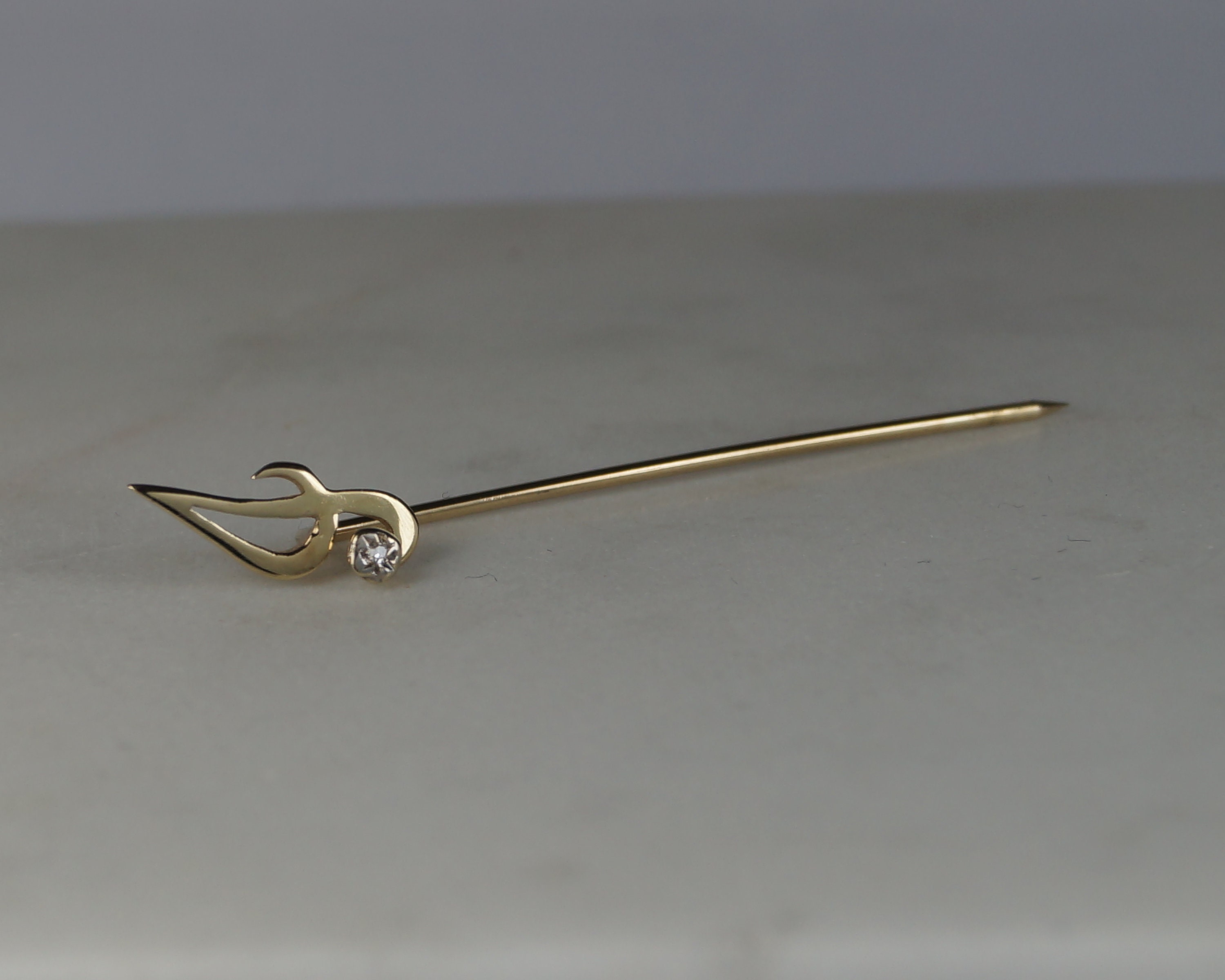 9ct Gold Hat Pin. 5cm Diamond Gold Hat Pin. Hallmarked Etsy UK