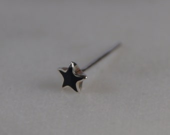 Sterling Silver Black Star Nose Stud, 3mm Star Nose Stud, 24 Gauge (0.6mm).