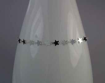 Sterling Silver Star Anklet, Adjustable Summer Jewellery
