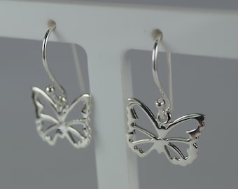 Sterling Silver Butterfly Dangle Earrings, Silver Butterfly Earrings.